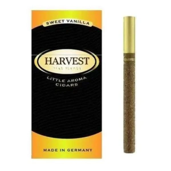 Harvest Sweet Vanilla Sigara paketi, vanilya aromalı özel karışımı ve şık tasarımı ile dikkat çekiyor.