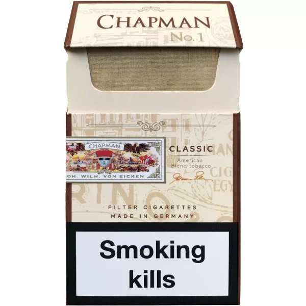 Chapman Classic Sigara, klasik tütün lezzetini ve yumuşak içimini bir araya getirir. Her içimde saf tütünün doğal ve zengin aroması hissedilir.