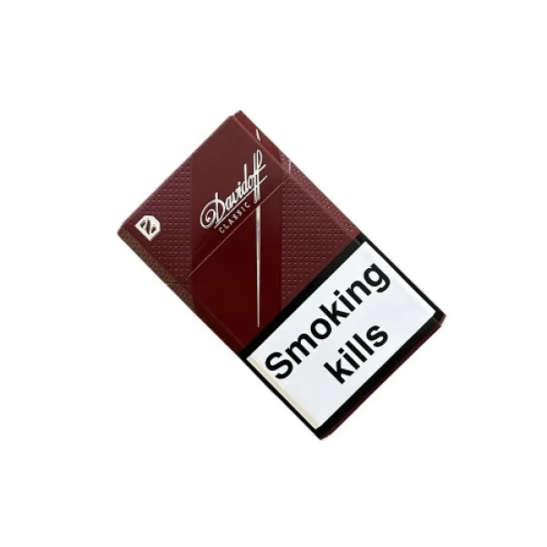 Davidoff Classic Sigara Burgundy paketi, klasik tütün tadı ve şık bordo tasarımı ile dikkat çekiyor.