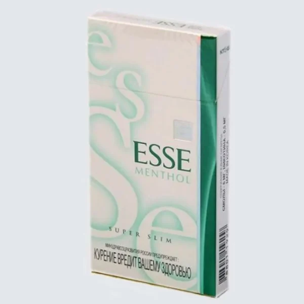 Esse Super Slim Menthol Sigara paketi, mentol ferahlığı ve ince tasarımı ile dikkat çekiyor.
