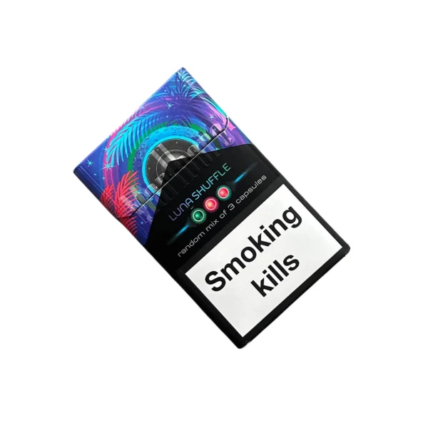 Marlboro Luna Shuffle Sigara paketi, özel aroması ve şık tasarımı ile dikkat çekiyor.