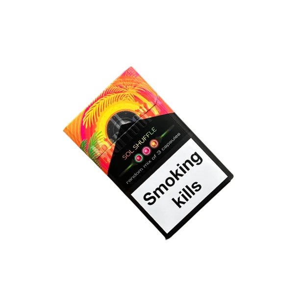 Marlboro Sol Shuffle Sigara paketi, tropikal meyve aroması ile dikkat çekiyor.