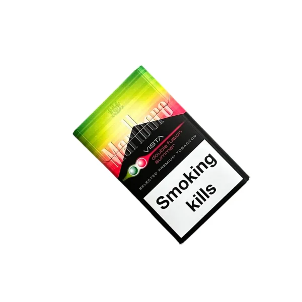 Marlboro Vista Double Fusion Summer Sigara, karpuz ve mentol aromalı ince sigara, özel filtre tasarımıyla ferahlatıcı ve tatlı bir içim deneyimi sunar.