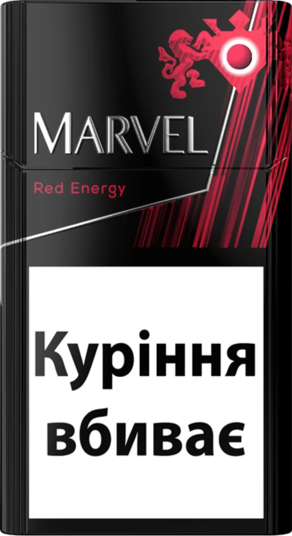 Marvel Red Energy Sigara paketi, karpuz aroması ve enerji veren etkisi ile dikkat çekiyor.