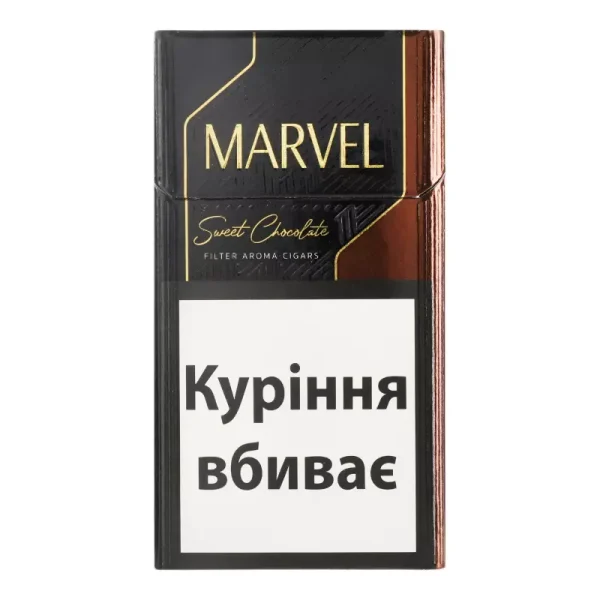 Marvel Sweet Chocolate Demi Sigara paketi, çikolata aroması ve ince tasarımı ile dikkat çekiyor.