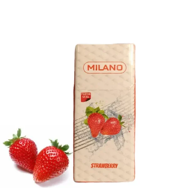 Milano Strawberry Sigara paketi, çilek aroması ve şık tasarımı ile dikkat çekiyor.