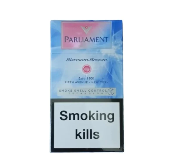 Parliament Blossom Breeze Sigara – Ferahlatıcı mentol ve çiçeksi aromalar içeren özel tasarımlı sigara paketi.