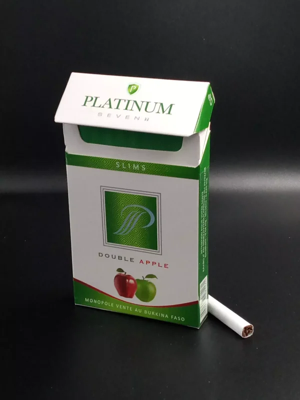 Platinum Seven Slims Double Apple Sigara, elma aromasının tatlı ve taze etkisini her içimde sunar. İnce yapısı ve şık tasarımıyla ferahlatıcı bir içim deneyimi sağlar.