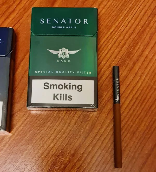 Senator Nano Double Apple Sigara – Çift elma aromalı özel sigara paketi.